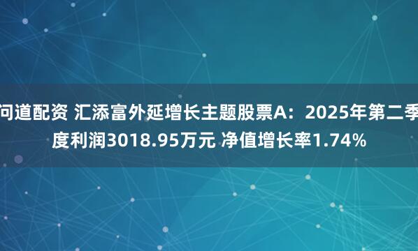 问道配资 汇添富外延增长主题股票A：2025年第二季度利润3018.95万元 净值增长率1.74%